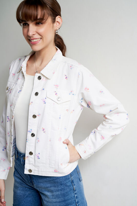 White Floral Straight Jacket, White, image 3