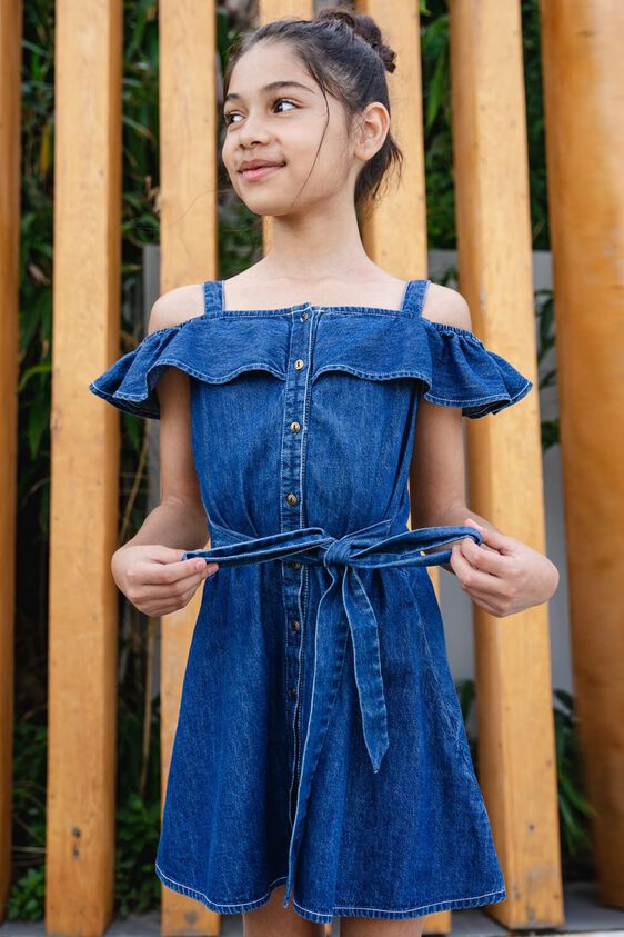 1 - Indigo Solid Straight Dress, image 1