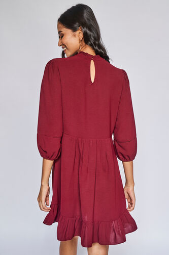 Flounce Dress, Wine, image 4