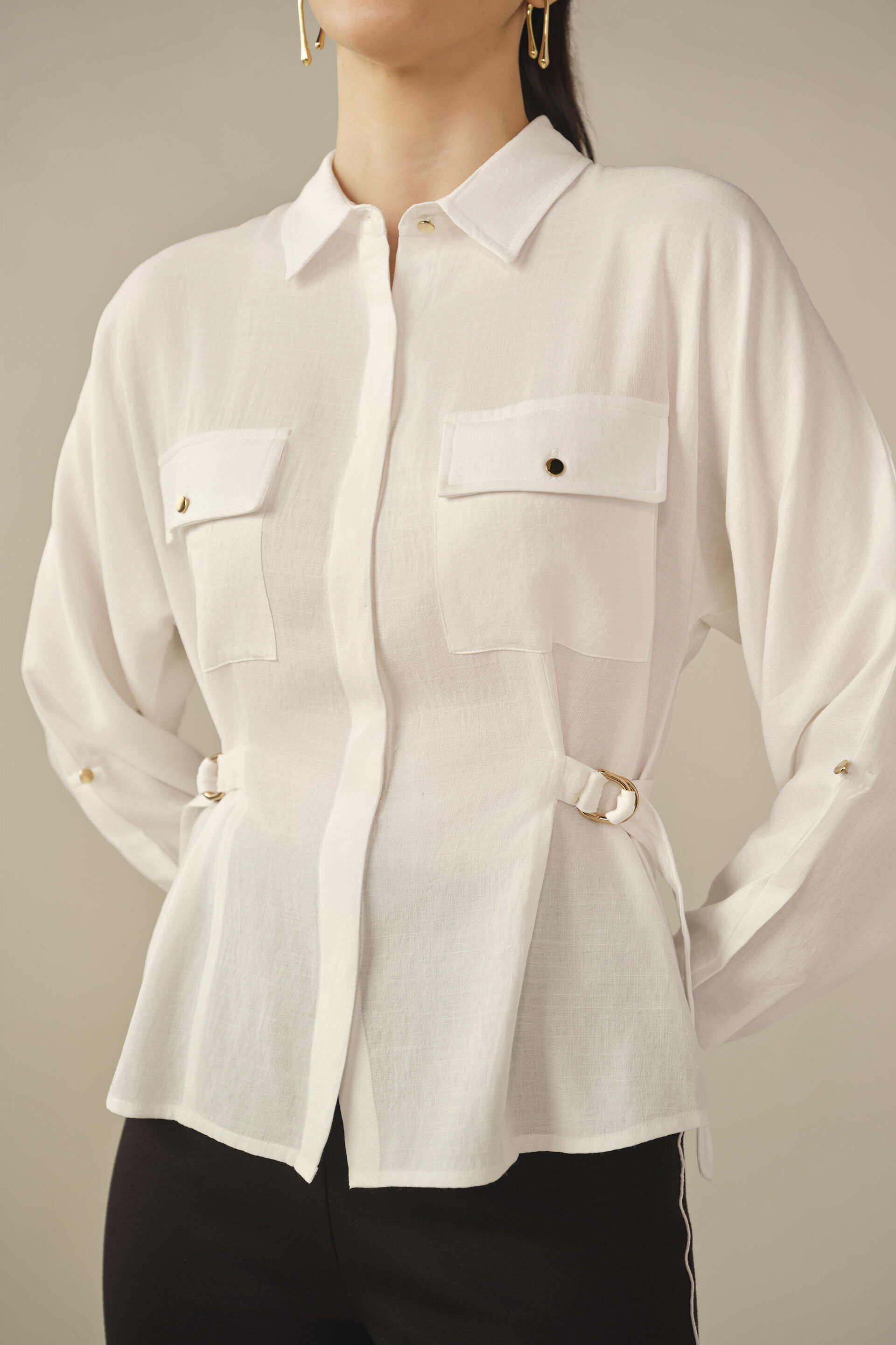 Solid Shirt in White, White, image 2