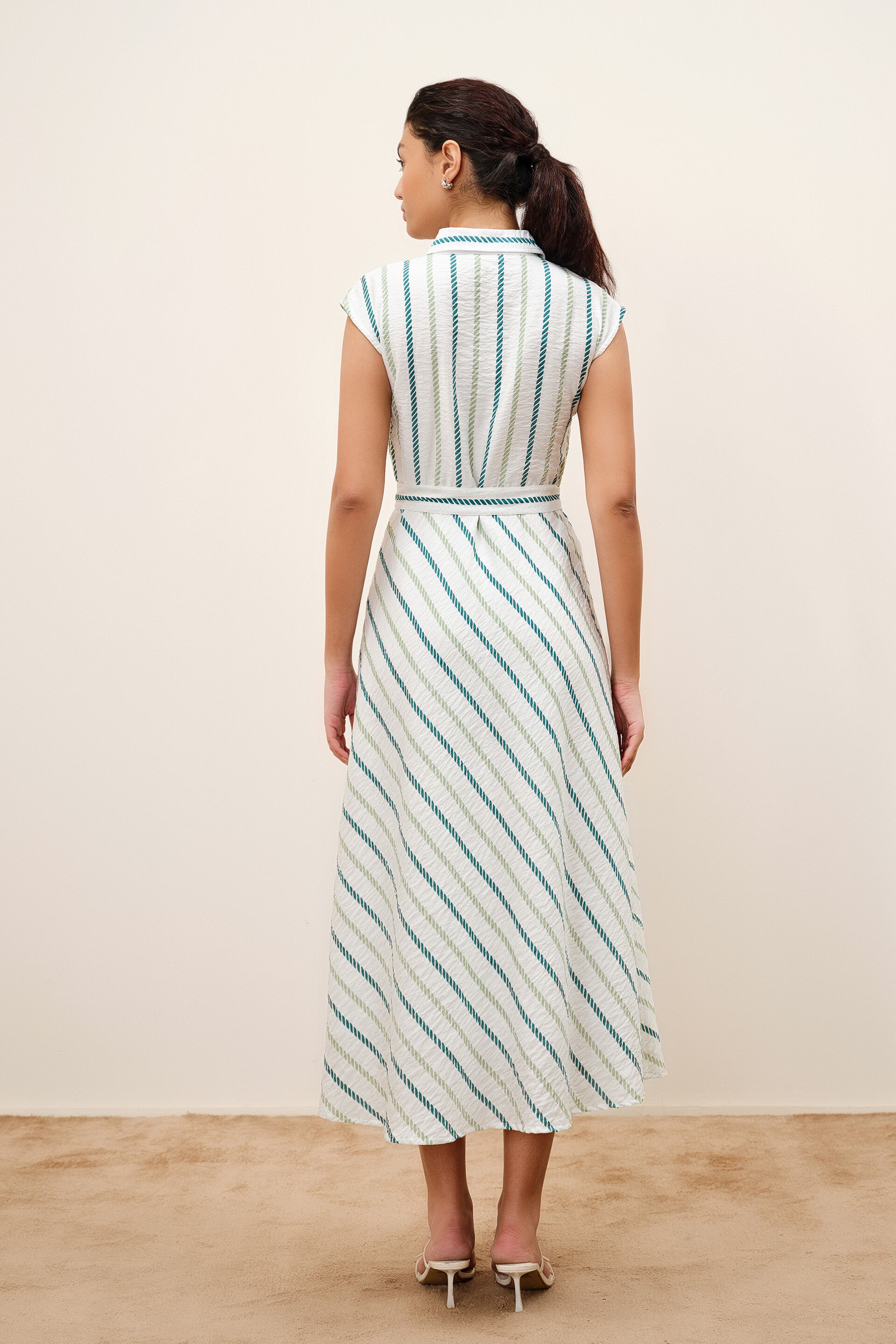 Belaire Striped Dress, Green, image 5