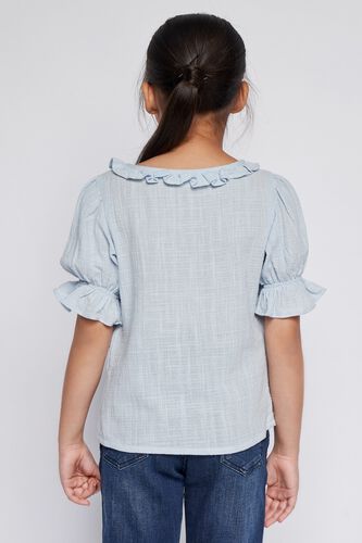 4 - Blue Self Design Straight Top, image 4