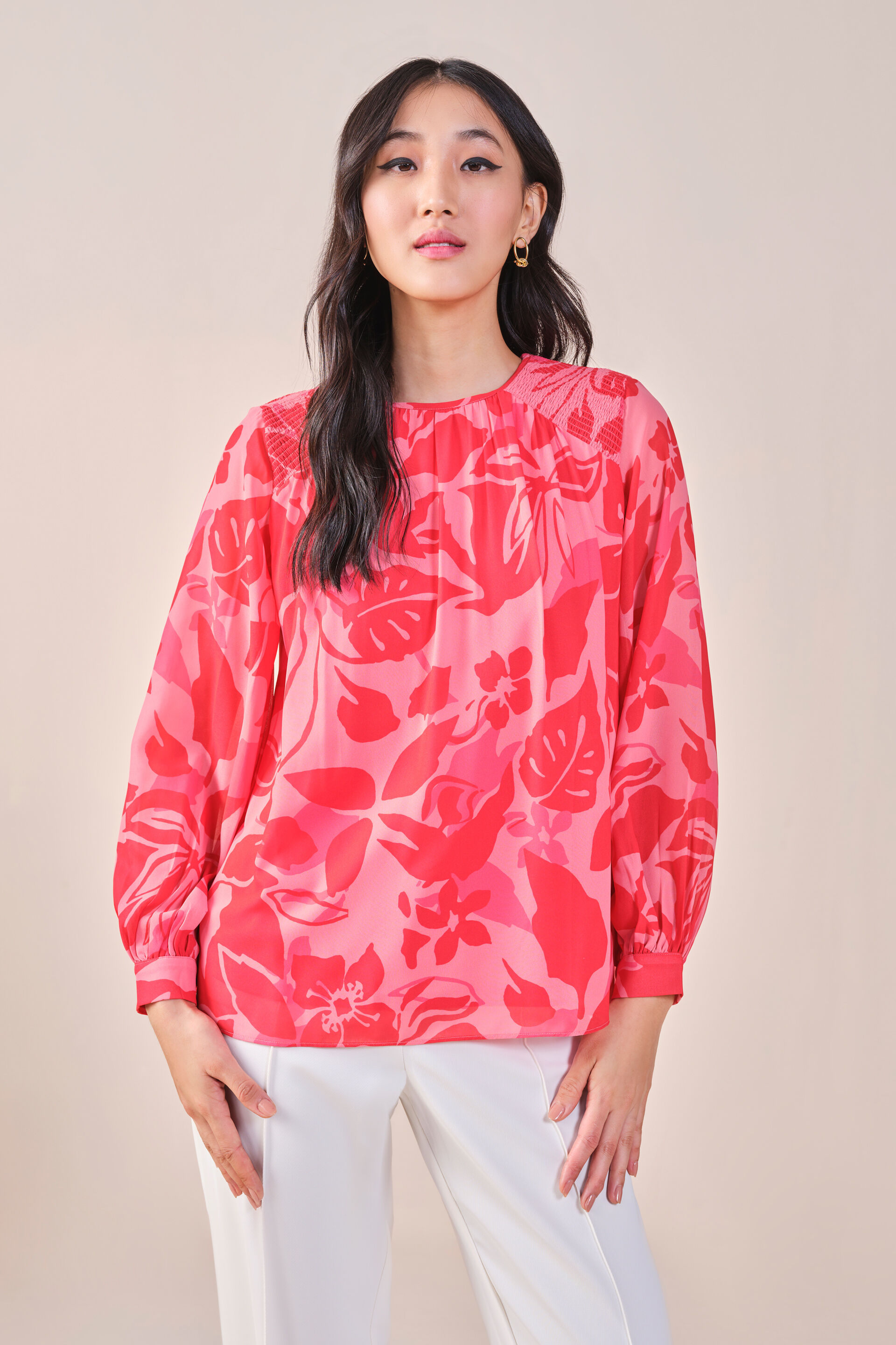 Dahliah Printed Top, Pink, image 1