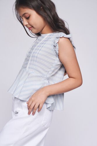 1 - Blue & White Stripes Flared Top, image 1