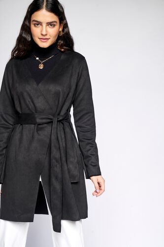 3 - Black Solid Wrap Jacket, image 3