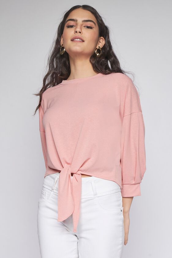 1 - Pink Solid Flared Top, image 1