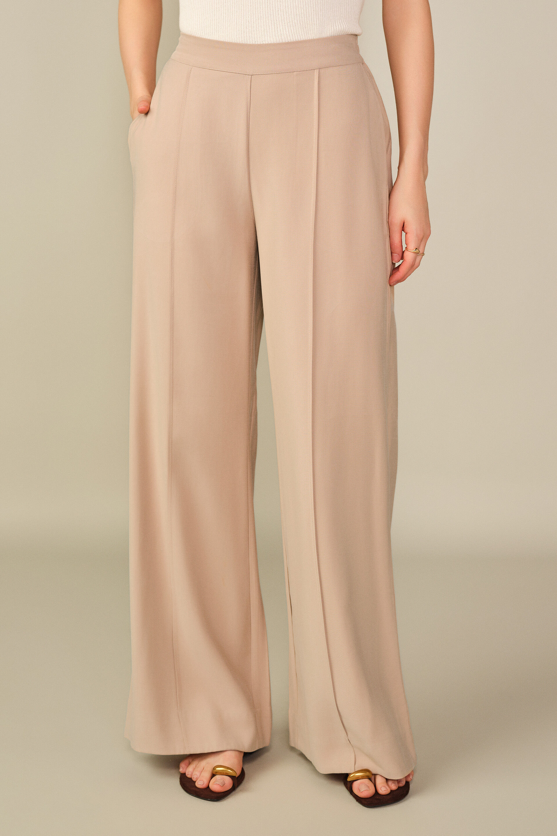 Flared Pants in Beige