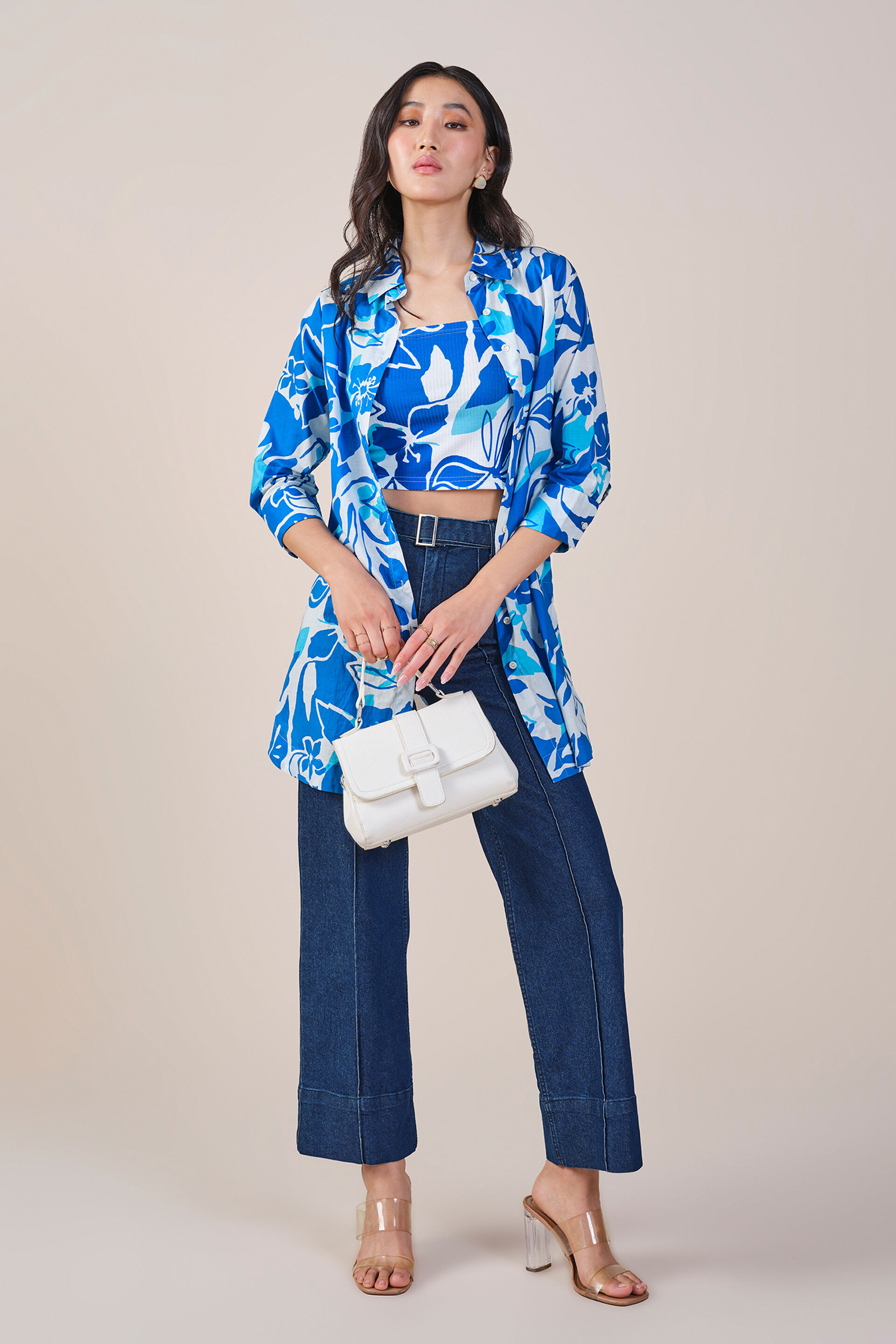 Floral Grace Shirt Set, Blue, image 2