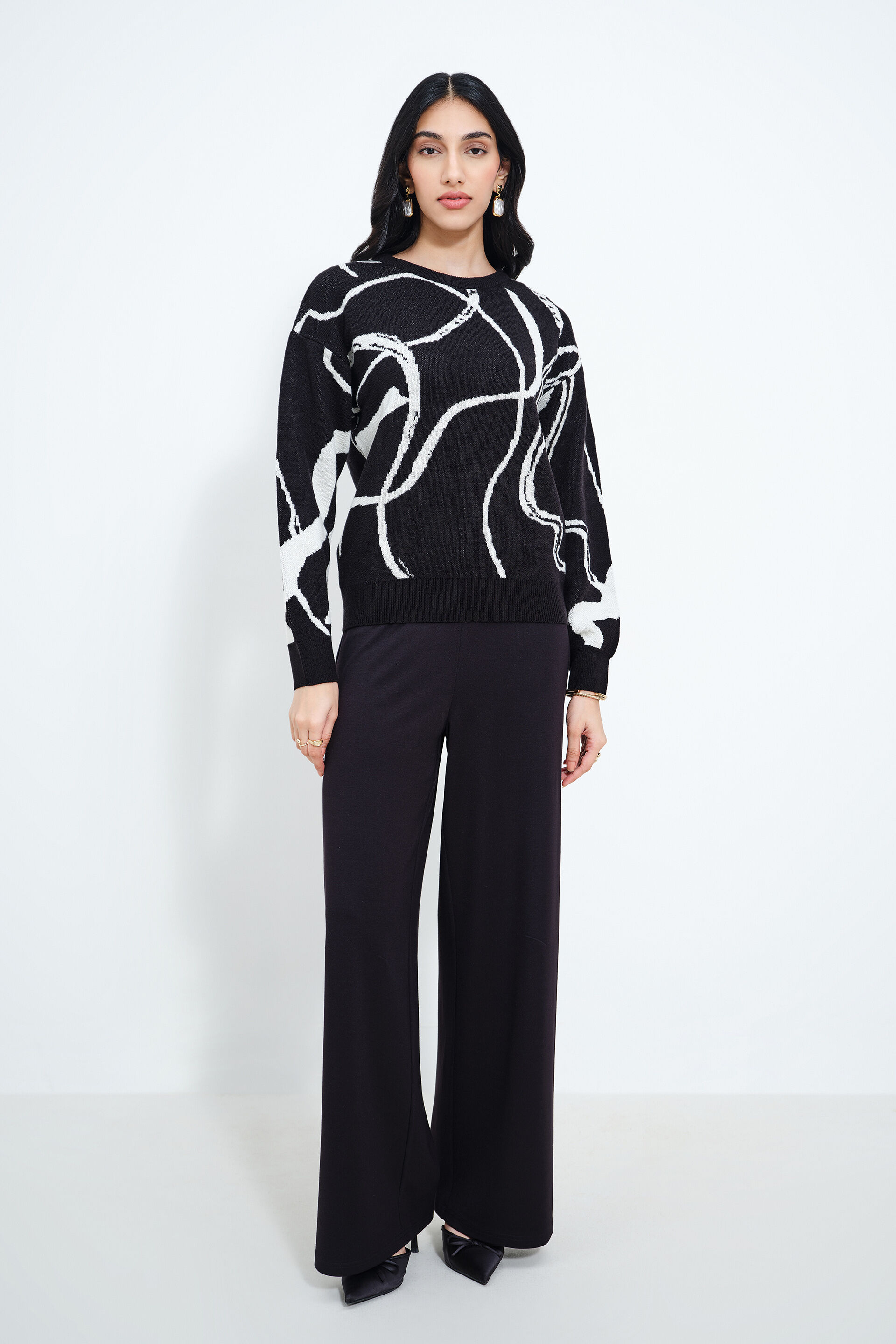 Black Swirl Sweater, Black, image 2