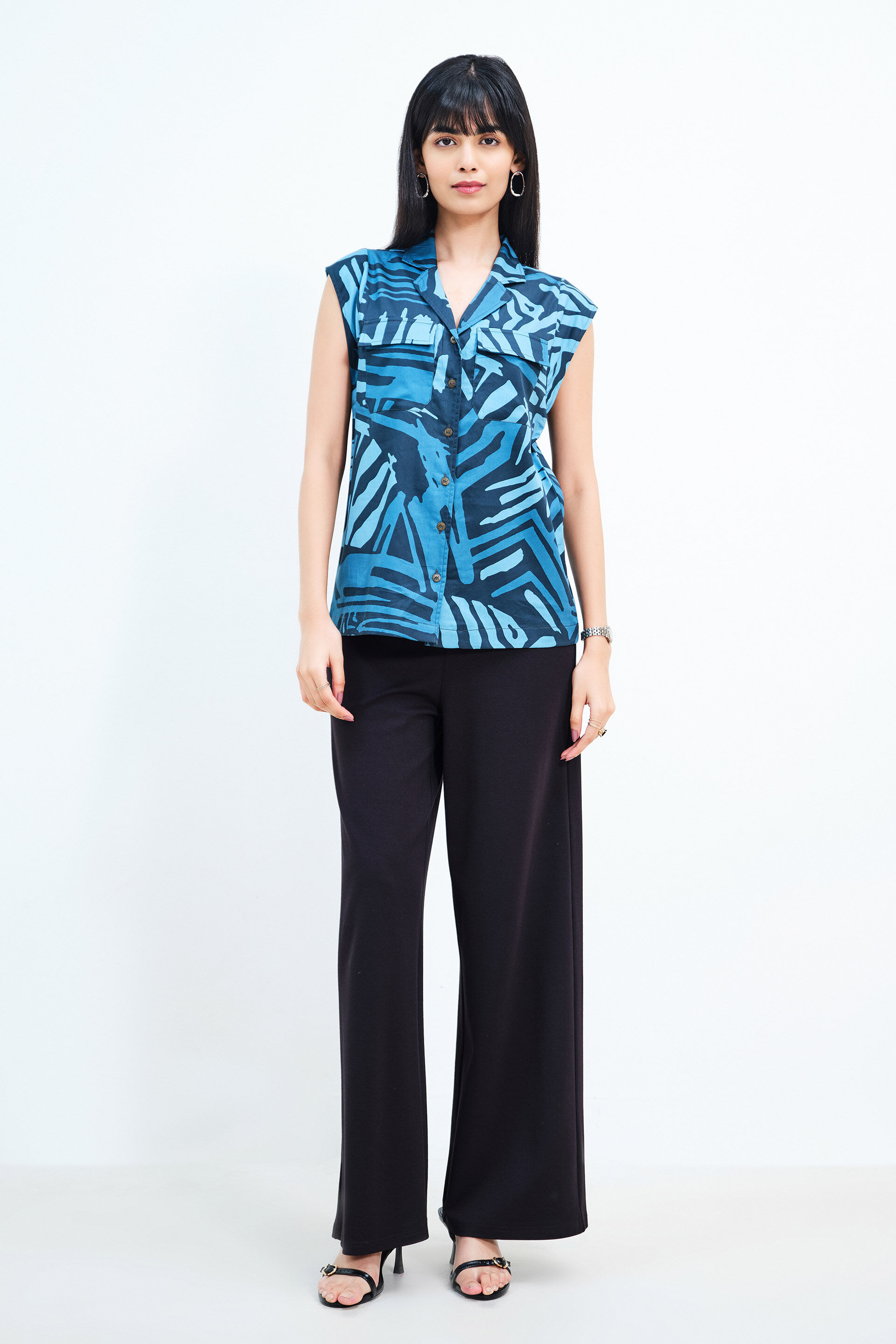 Weekend Blue Cotton Top, Blue, image 1