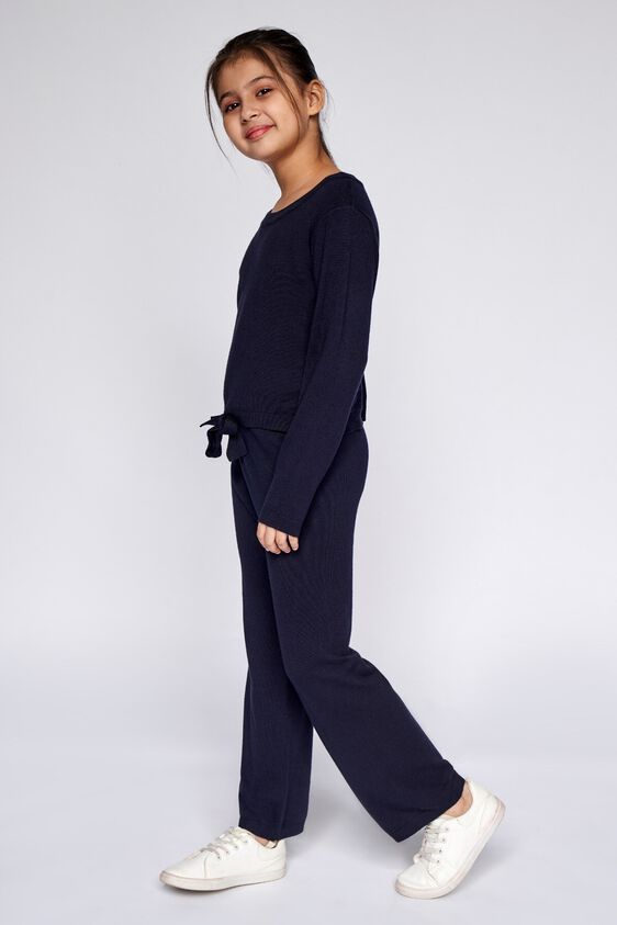 4 - Navy Blue Solid Tie Ups Co-ordinate Set, image 4