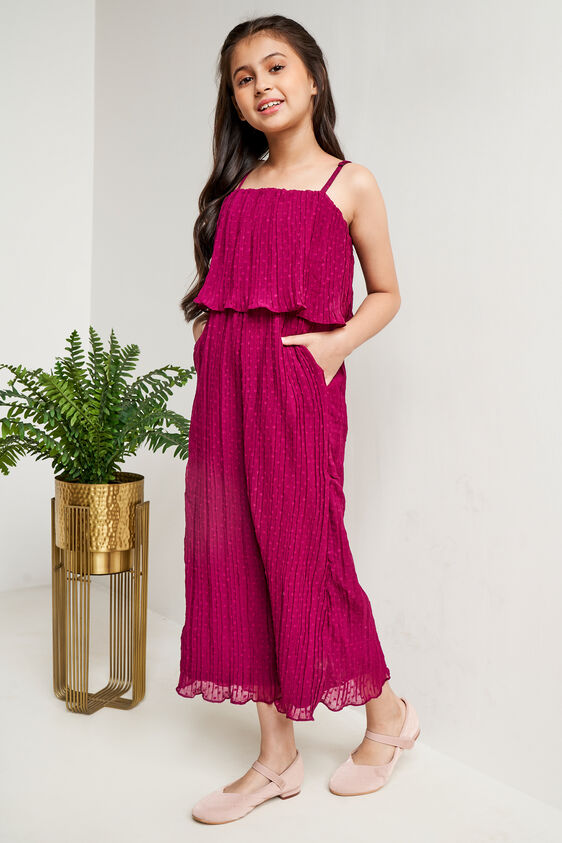 Wine Floral Pleated Jumpsuit, Wine, image 4