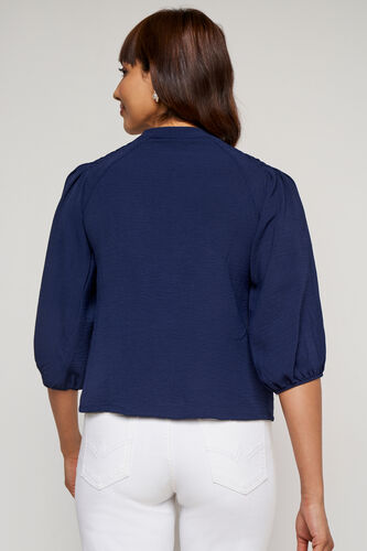 Navy Blue Solid Straight Top, Navy Blue, image 5