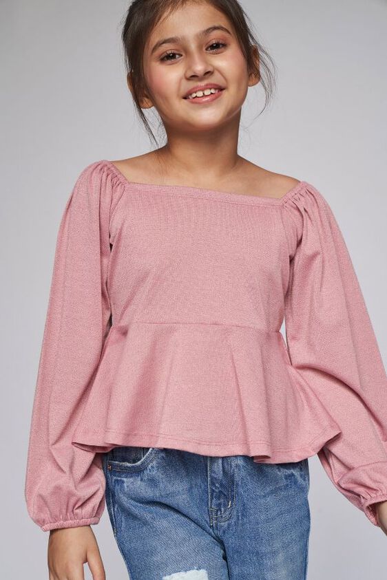 Blush Solid Peplum Top, Blush, image 4