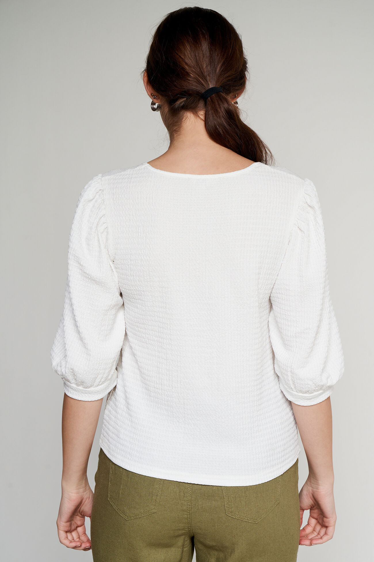 White Solid Straight Top, White, image 3