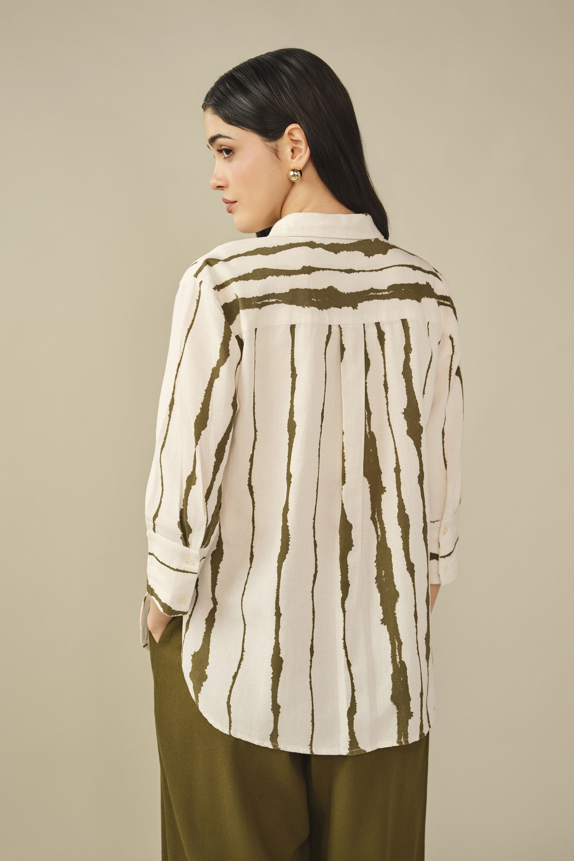 Striped Shirt in Olive, Olive, image 6