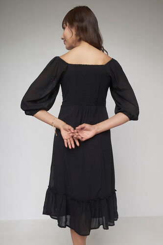 Black Floral Flared Dress, Black, image 6