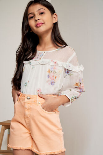White Floral Straight Top, White, image 6