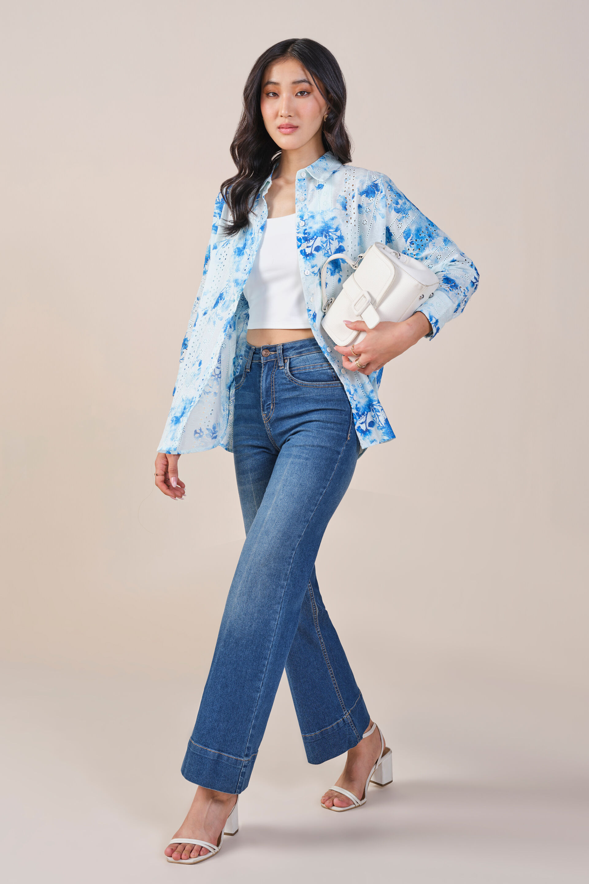 Delicate Florals Modal Shirt, White, image 5