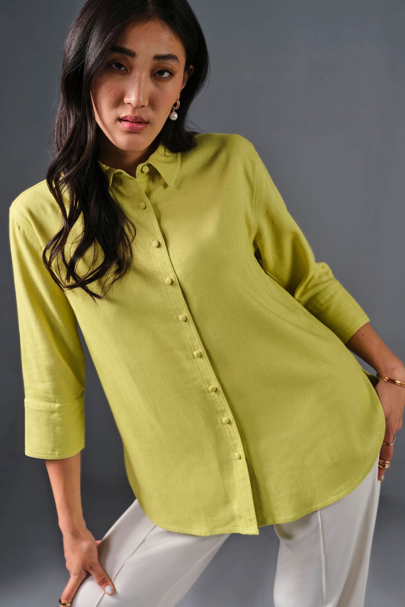 Keep It Neutral Viscose Blend Shirt, Green, image 8