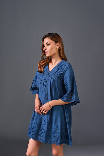 Breezy Fling Cotton Dress, Navy Blue, image 8