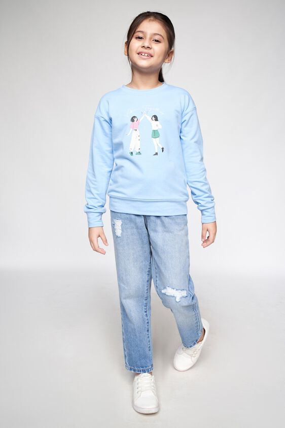 2 - Powder Blue Graphic Straight Sweatshirt, image 2
