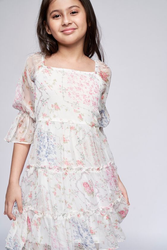 2 - White Floral Flared Dress, image 2