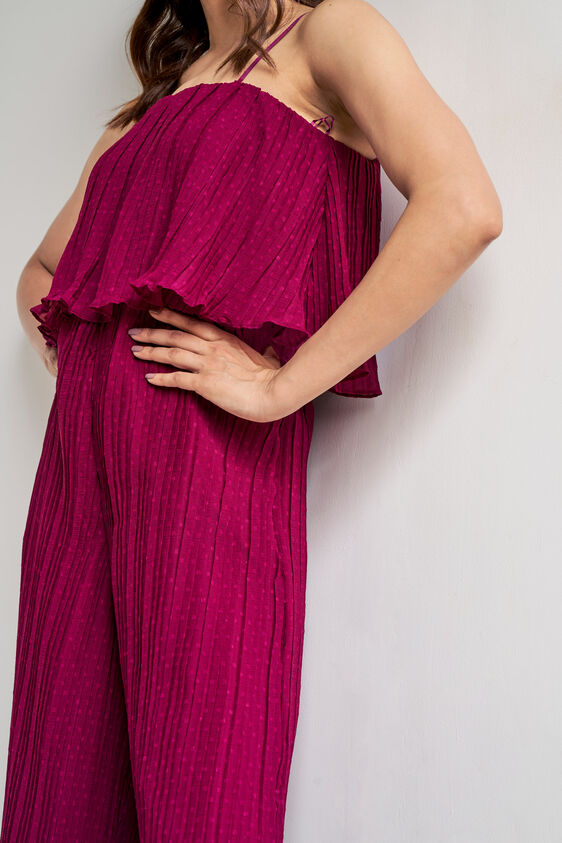 Wine Solid Flared Jumpsuit, Wine, image 6