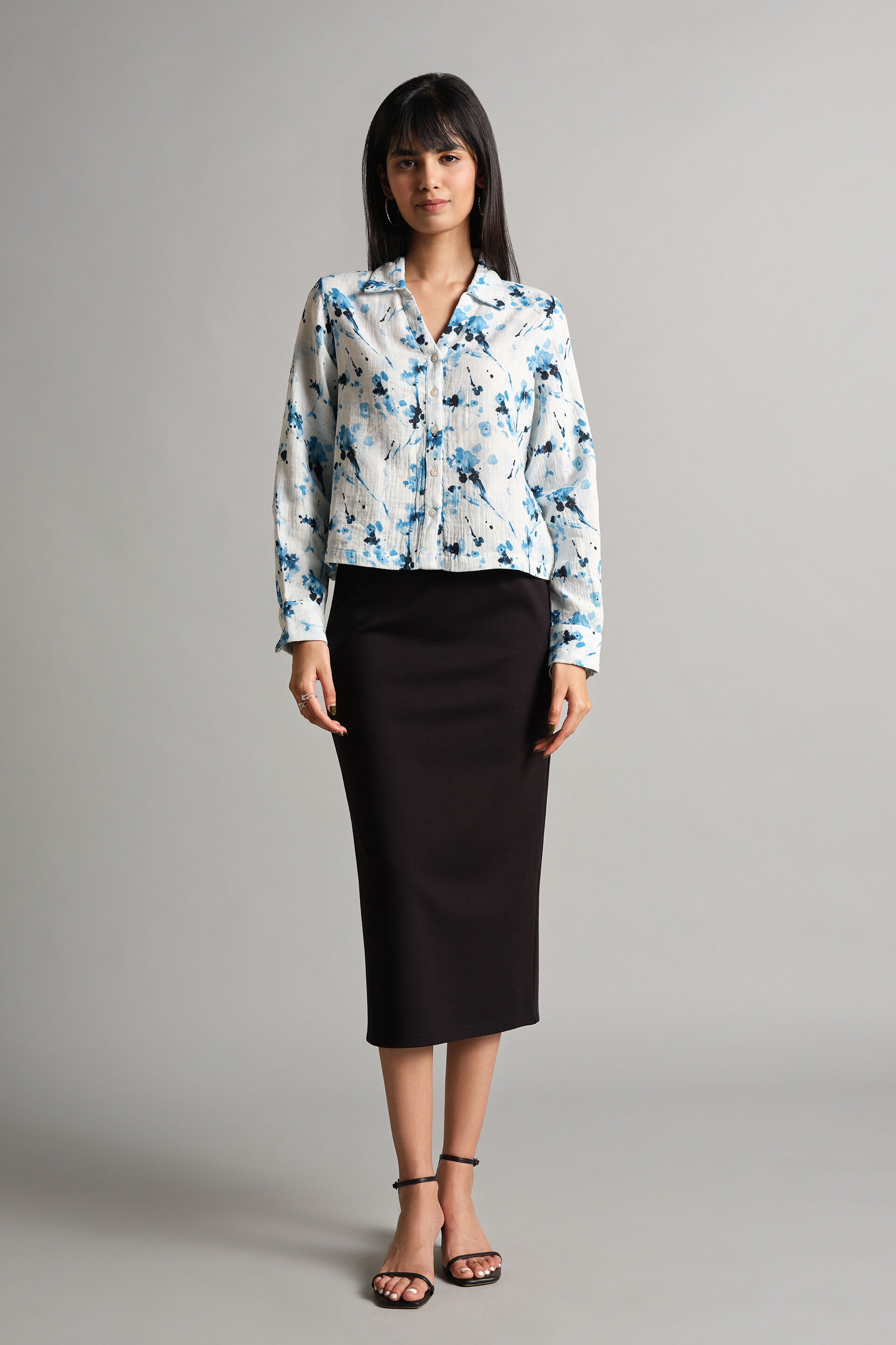 Flower Spot Shirt, Blue, image 2