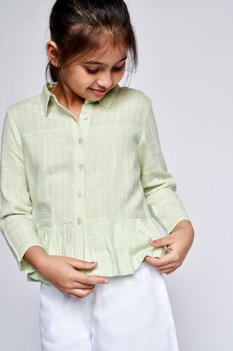 2 - Lime Green Self Design Flounce Top, image 2