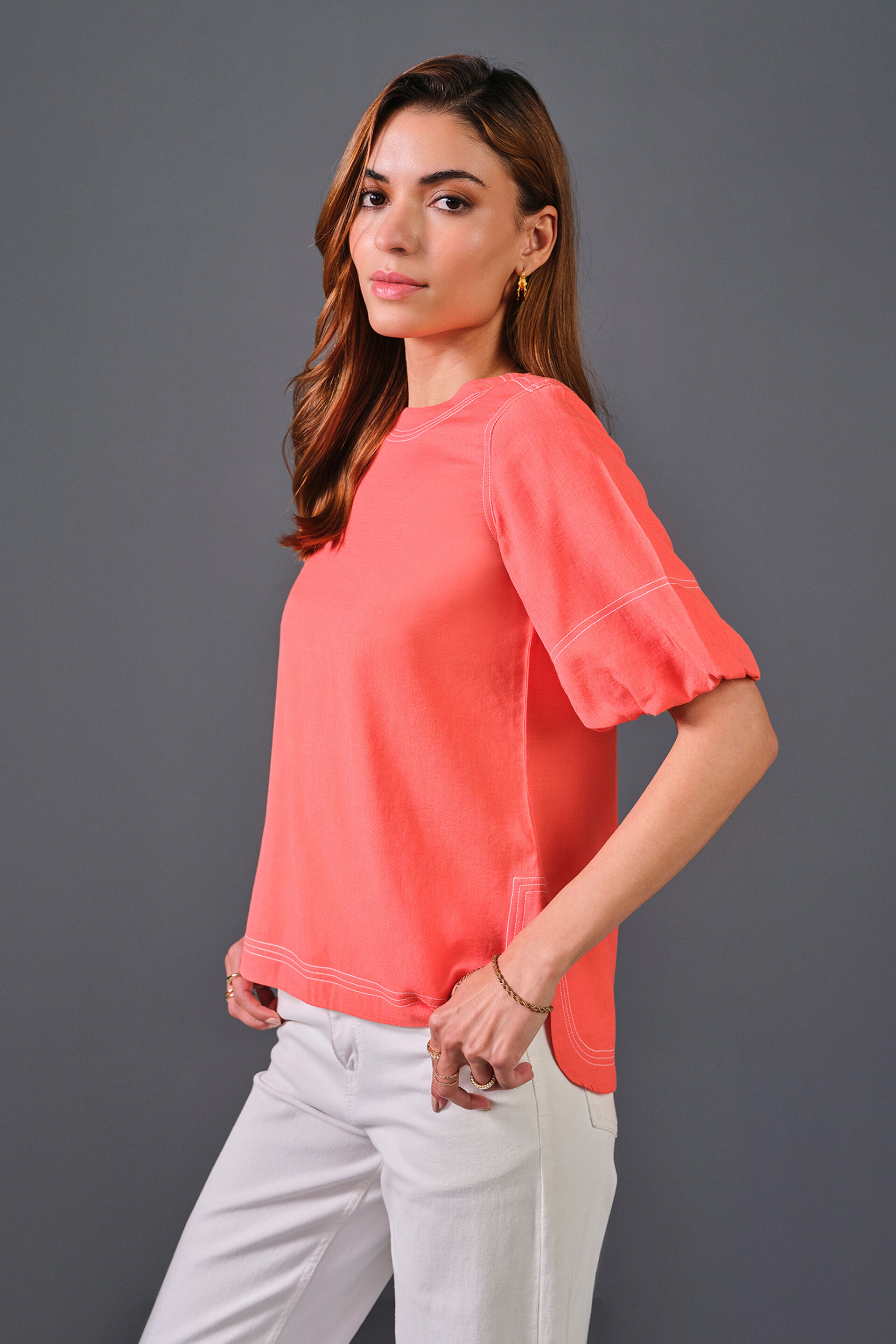 Summer Hint Rayon Top, Orange, image 5