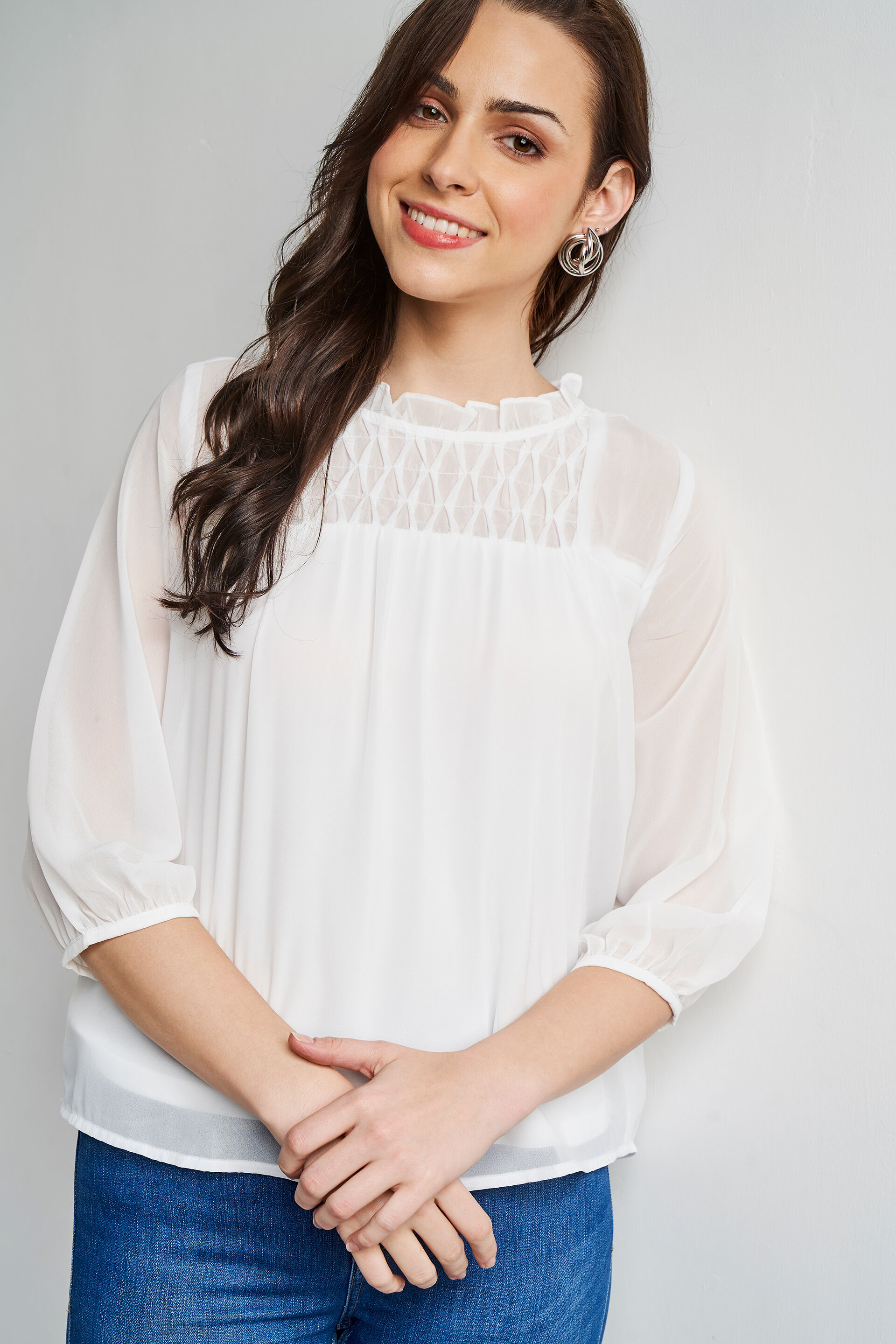 Regular Length Straight Blouson Top, , image 2