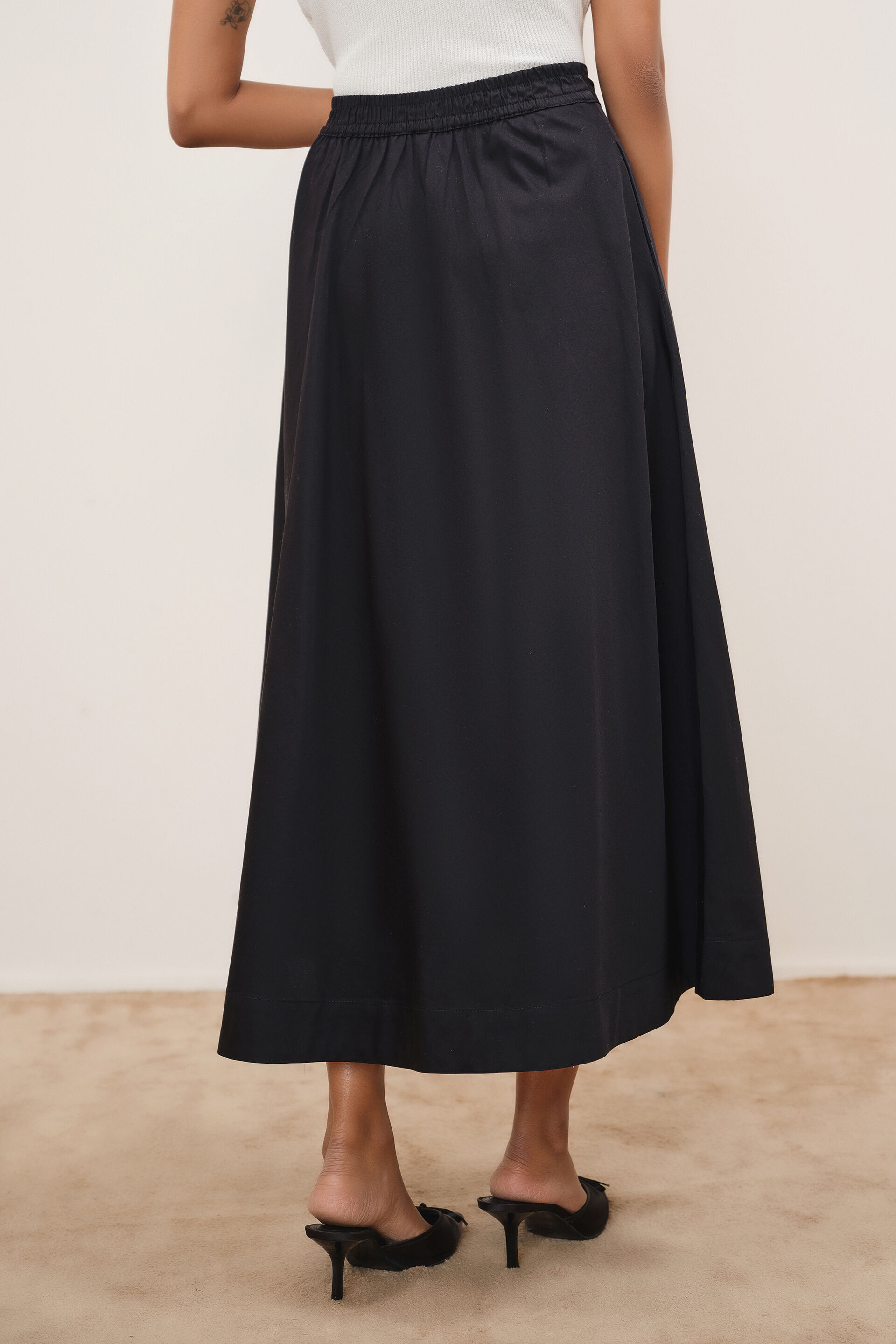 Black Cotton Skirt, Black, image 4
