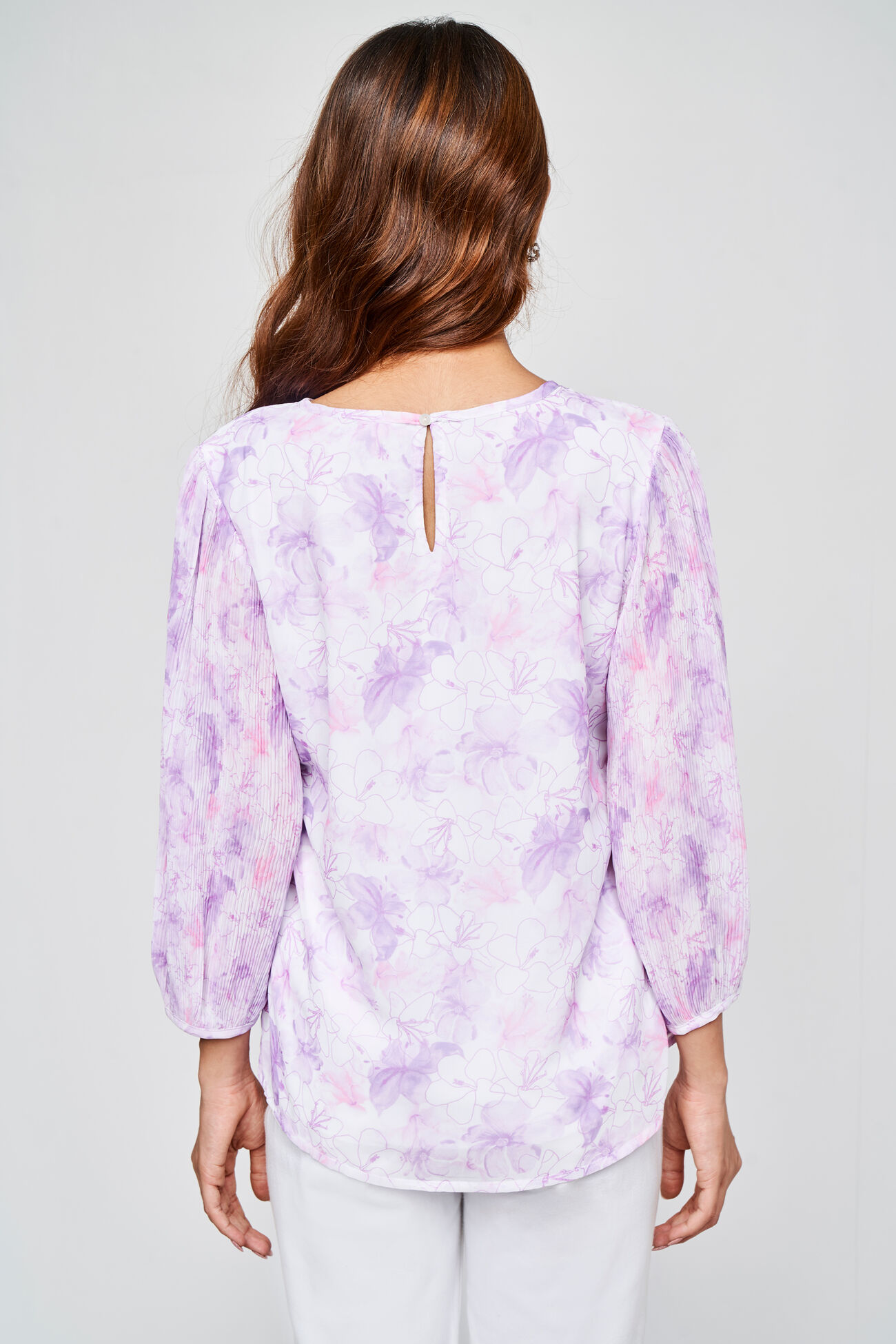 Purple Floral Straight Top, Purple, image 5
