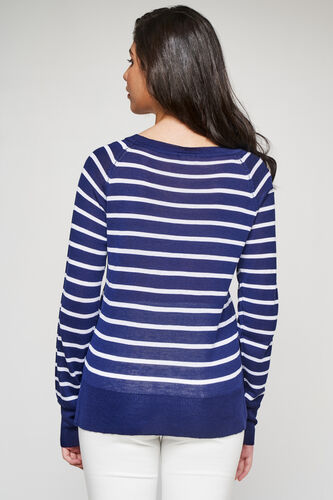 Indigo Stripes Straight Top, Indigo, image 5