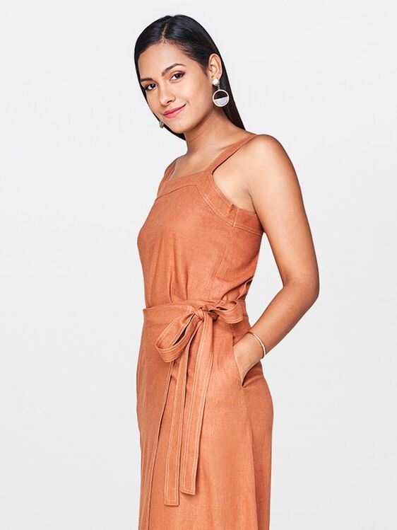 5 - Brown Sheath Sleeveless Crop Top, image 5
