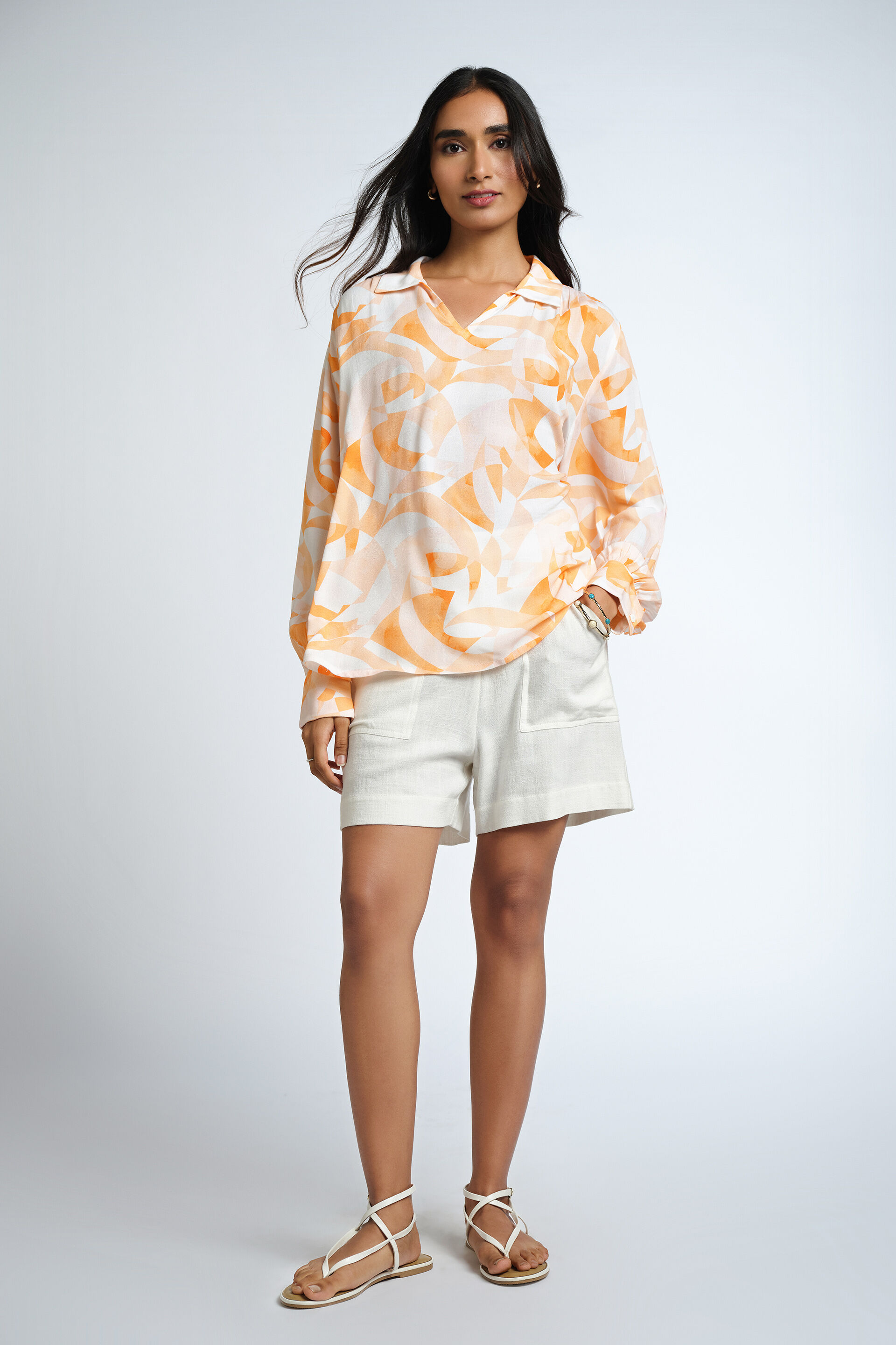 Coral Wave Top, Orange, image 2