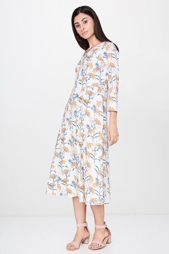 4 - Off White Floral V-Neck Dress, image 4