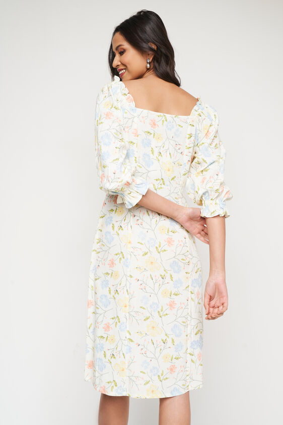 Off White Floral Straight Dress, Off White, image 5