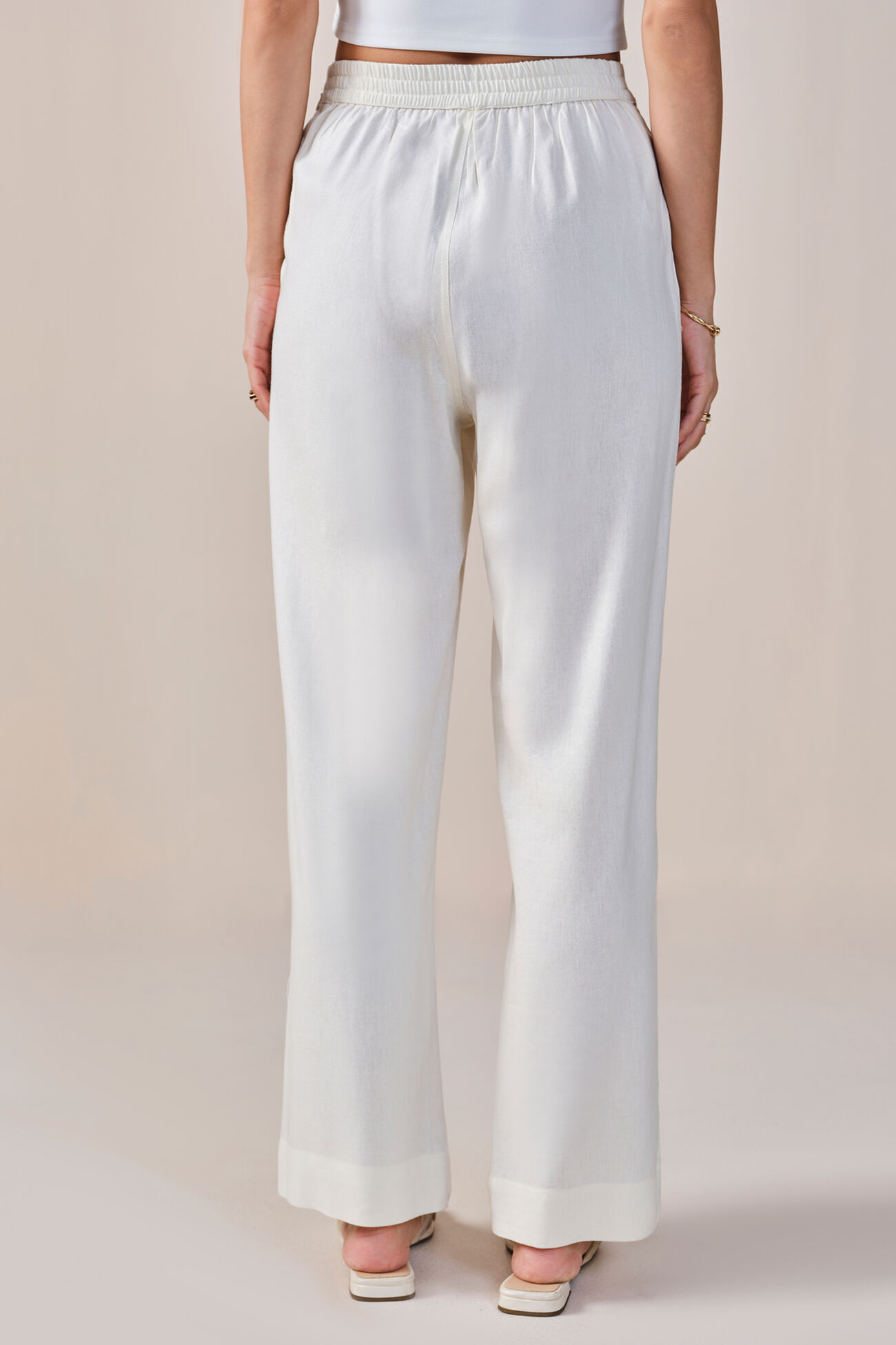 Impression Mode Linen Viscose Blend Trousers, White, image 4
