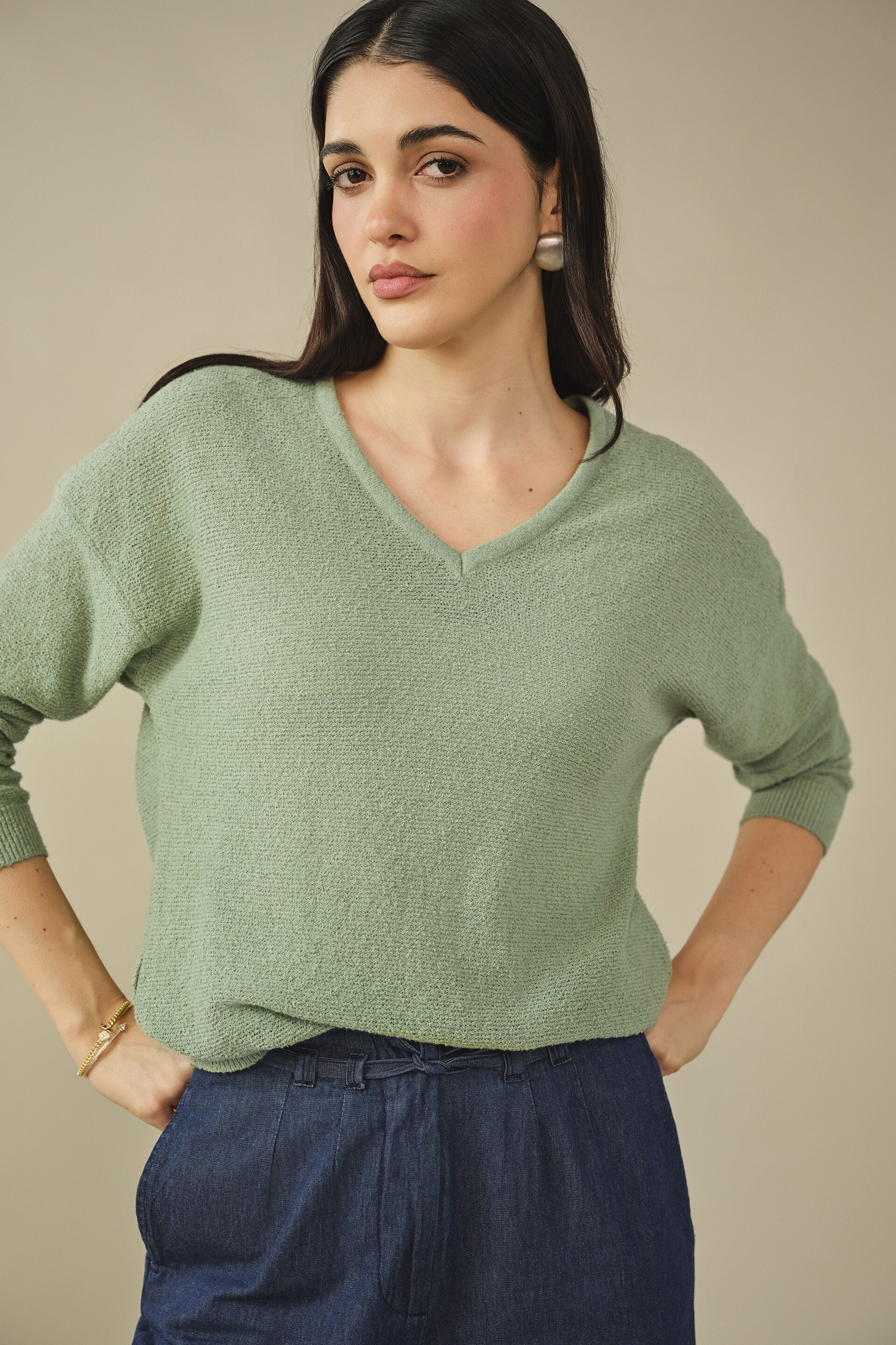 Solid Sweater in Sage, Sage Green, image 4