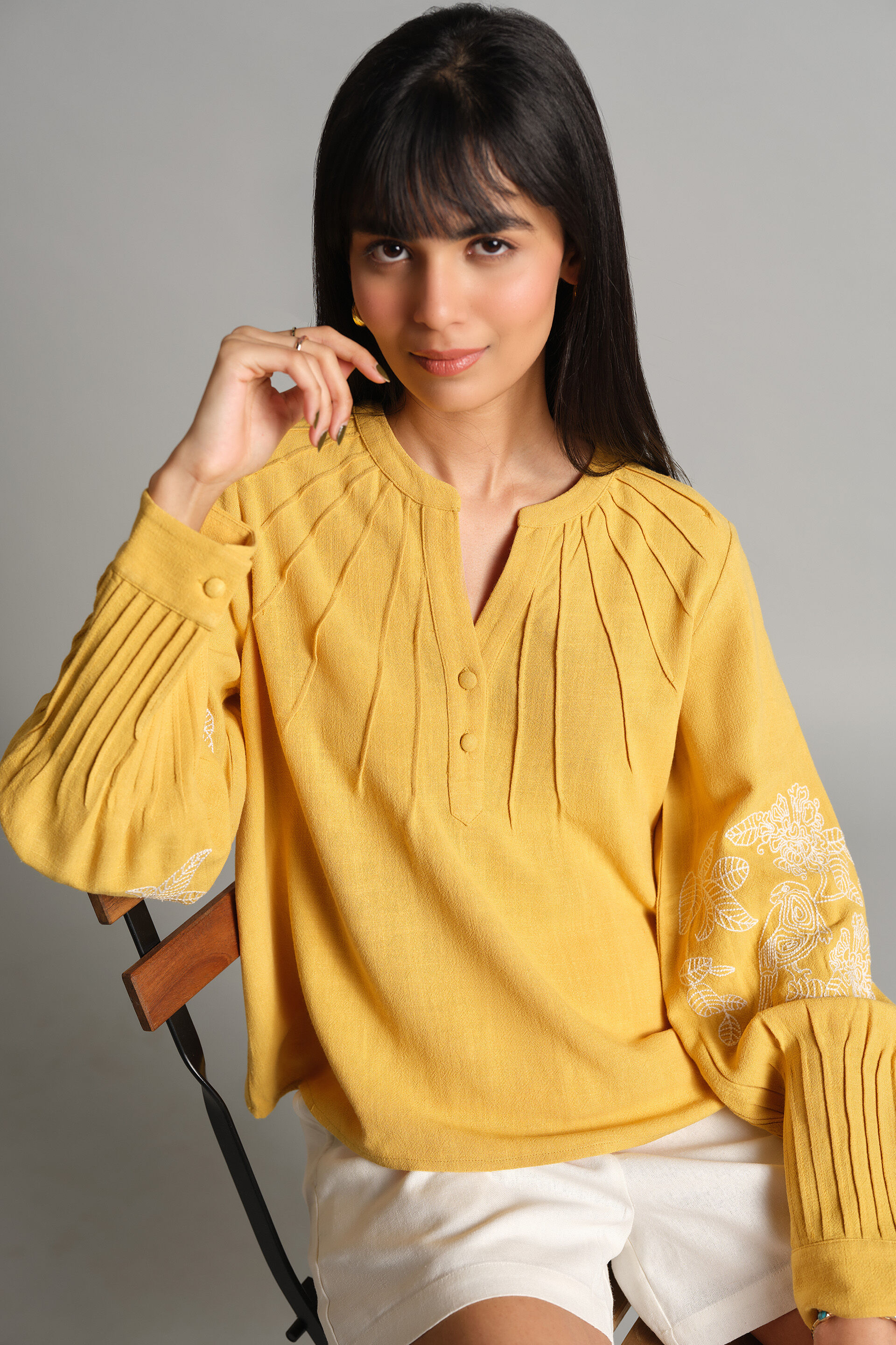 Summer Sun Mustard Top, Mustard, image 3