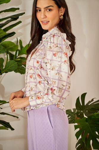 Cream and Red Floral Straight Top, Cream, image 4