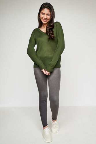 Solid Straight Top, Olive, image 2