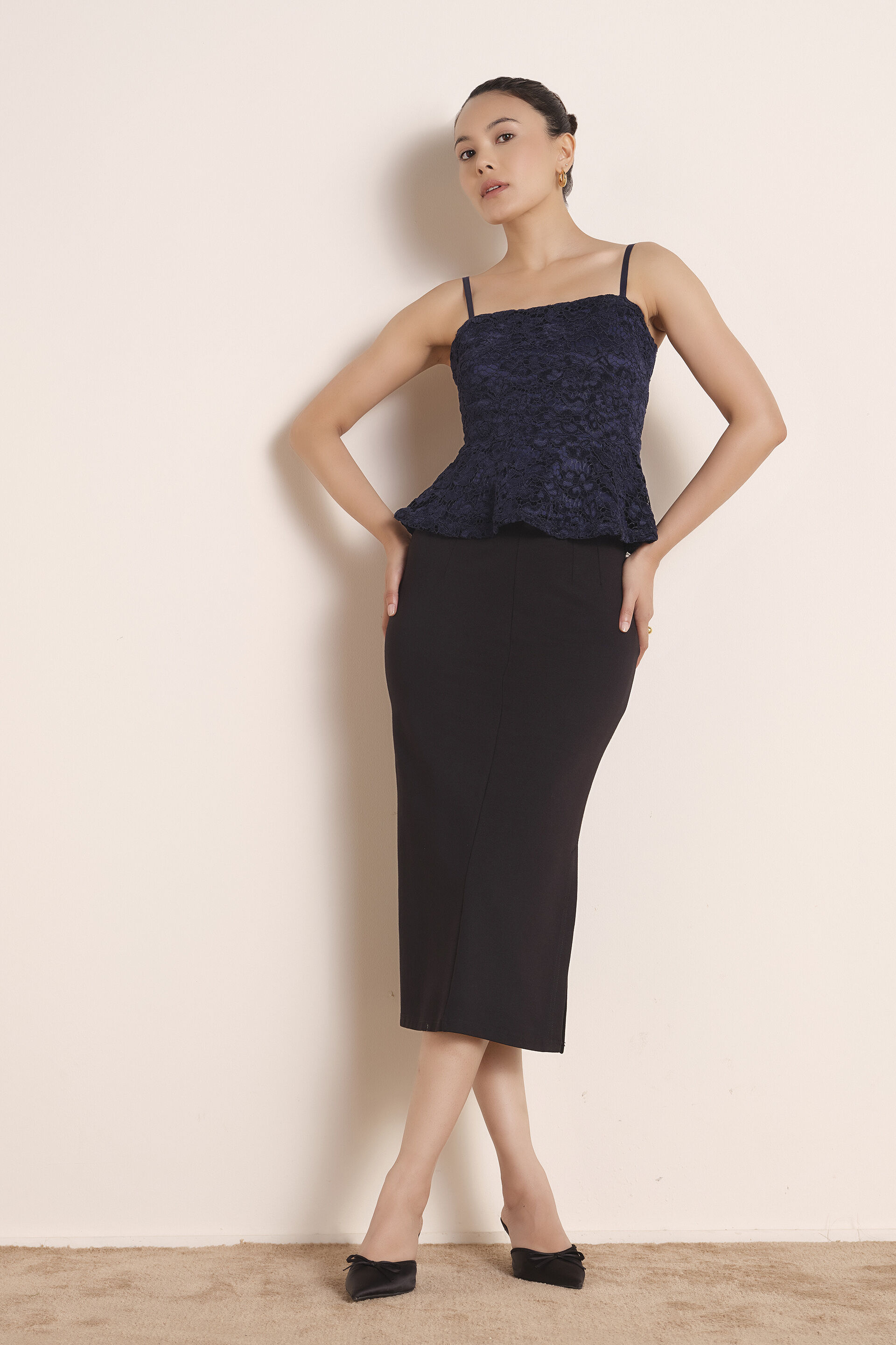 Navy Lisanne Lace Top, Navy, image 3