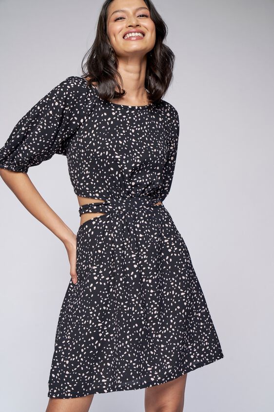 4 - Black Polka Dots Cut Out Dress, image 4
