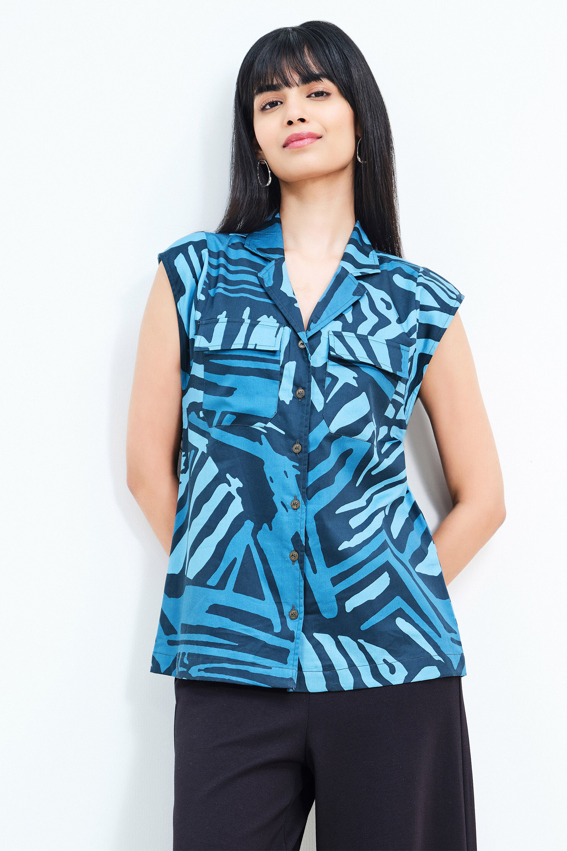 Weekend Blue Cotton Top, Blue, image 3