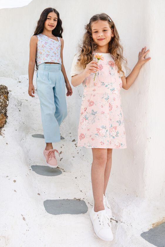 4 - Pink Floral Flared Dungaree, image 4