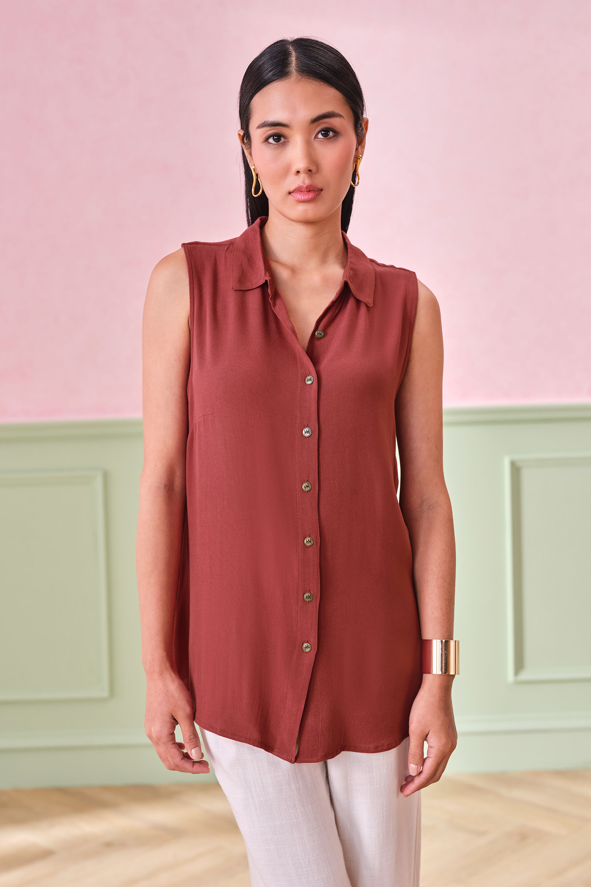 Rustique Viscose Top, Rust, image 3