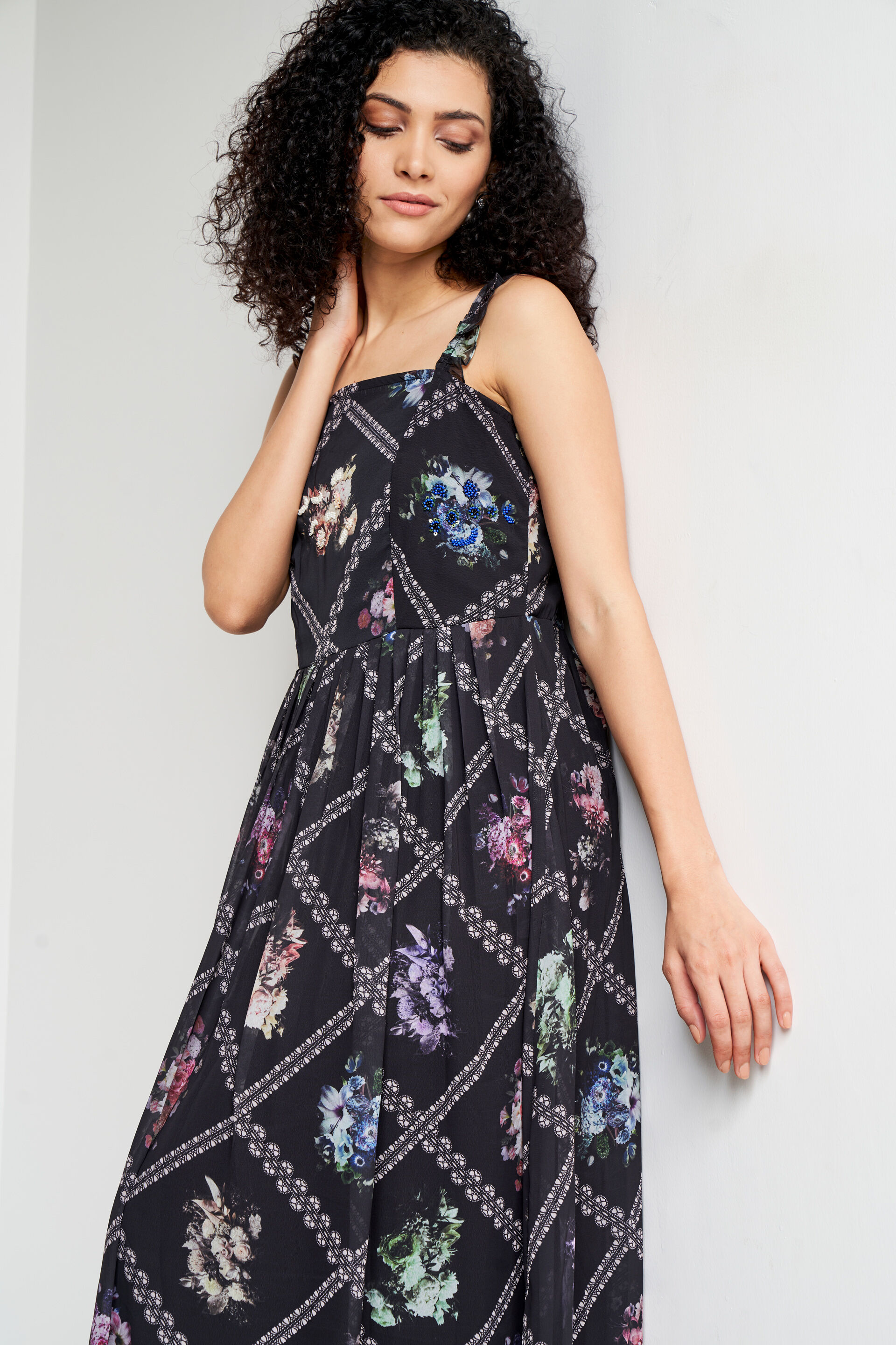 Multi Color Geometric Flared Gown, Multi Color, image 5